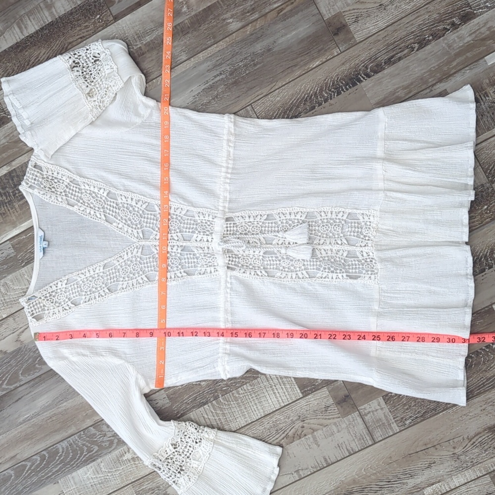 Blue Island Cotton Gauze Beach Cover Up White size Large - Picture 7 of 8